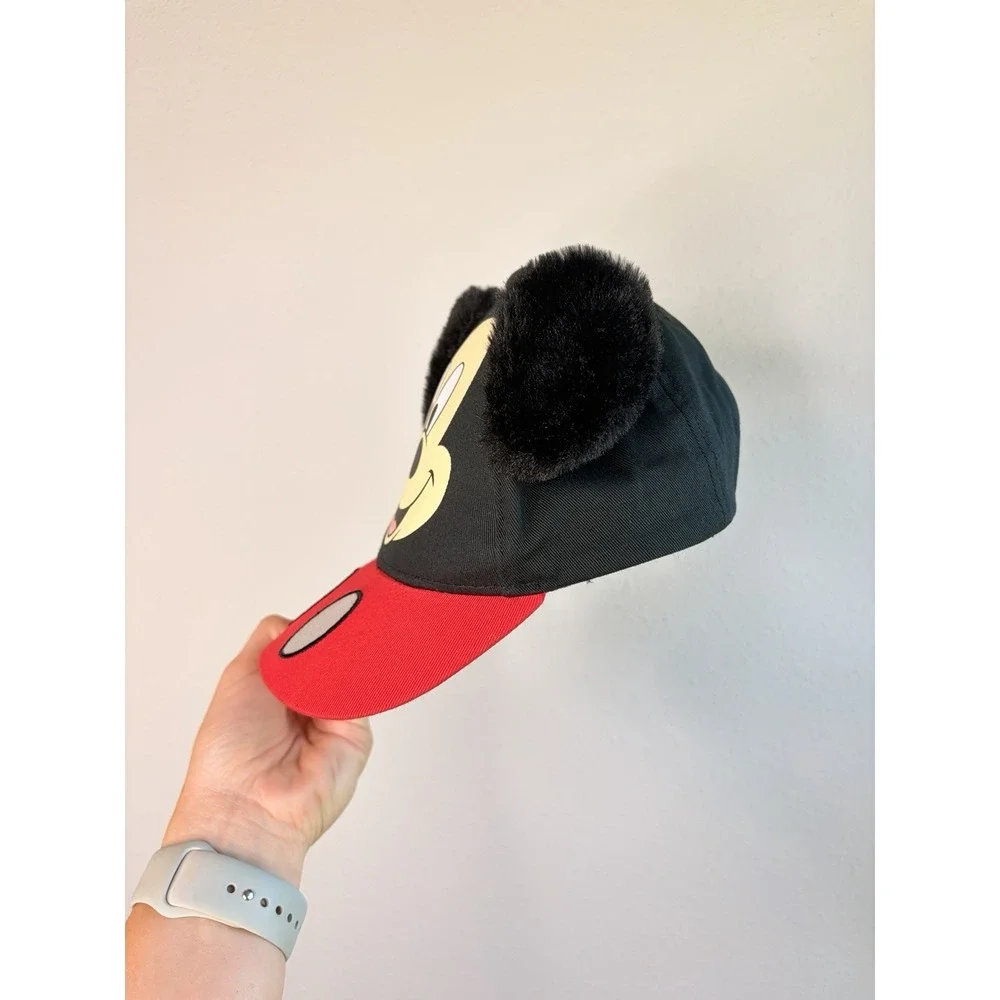 Disney Mickey Mouse Toddler Adjustable Baseball Cap Hat Black/Red Plush Ears